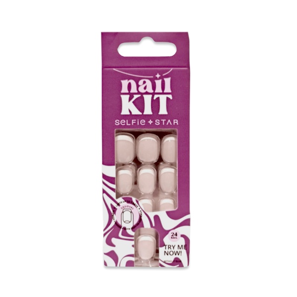 Selfie Star Набор накладных ногтей без клея Nails Kit without Glue, Натуральный френч, 24 шт купить - 0