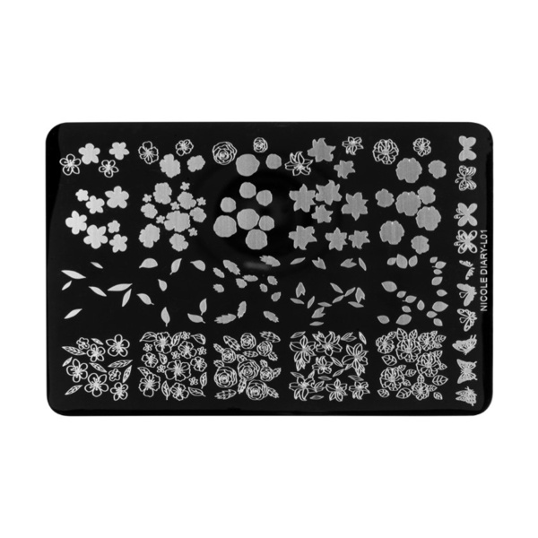 Irisk Professional Трафарет для стемпинга металлический Nicole Diary, 9.5 x 14.5 см, №026 L-01 купить - 0