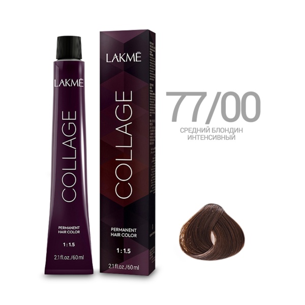 Lakme Крем-краска Collage, 77/00 Средний блондин интенсивный, 60 мл купить - 0