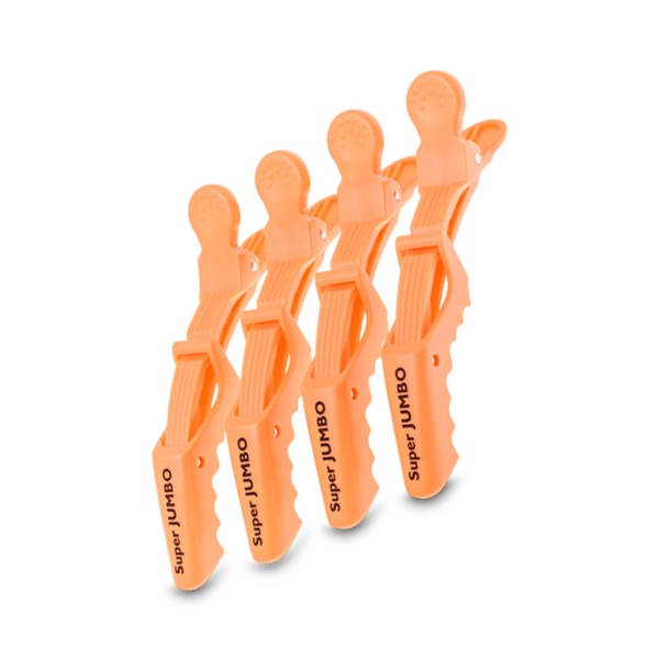 Harizma Зажимы для волос пластиковые усиленные Jumbo, 4 шт, оранжевый купить - 0