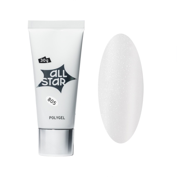 All Star Полигель моделирующий для наращивания ногтей, молочный с шиммером, 30 гр купить - 0
