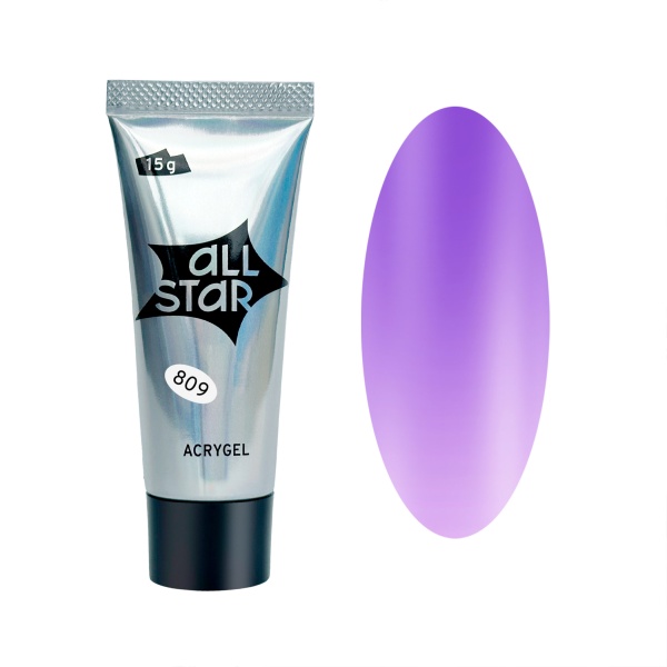 All Star Акригель моделирующий для наращивания ногтей, лиловый c термоэффектом, 15 гр купить - 0