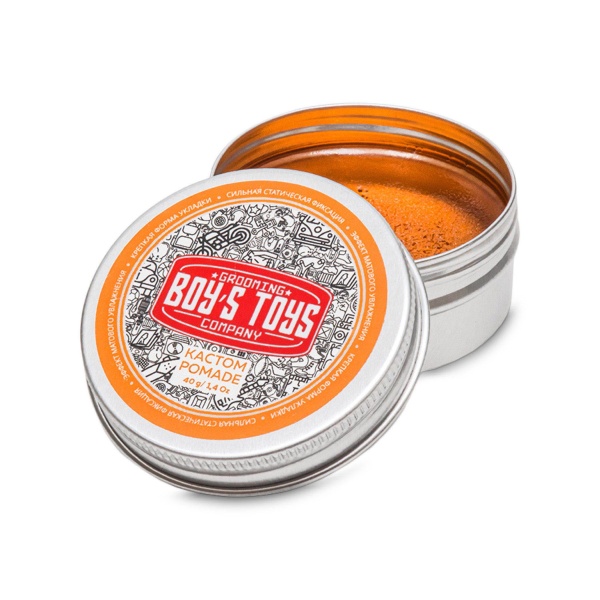 Boy's Toys Помада для укладки волос сильной фиксации и средним уровнем блеска Кастом Pomade, 40 мл купить - 0