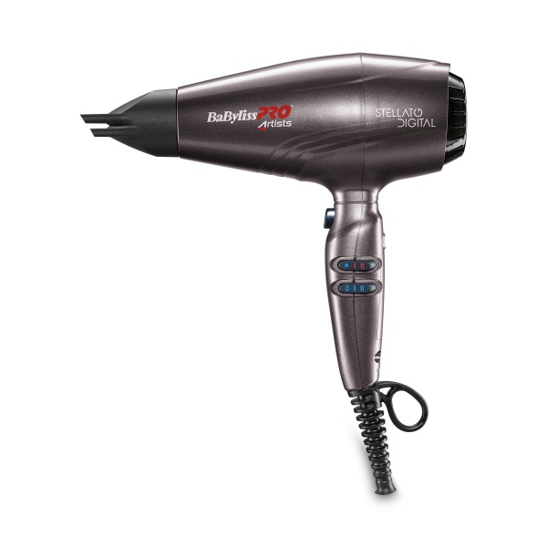 BaByliss Pro Фен Stelatto Digital, 2400 Вт, ионизация, 3 насадки + глушитель, диффузор, черный купить - 0