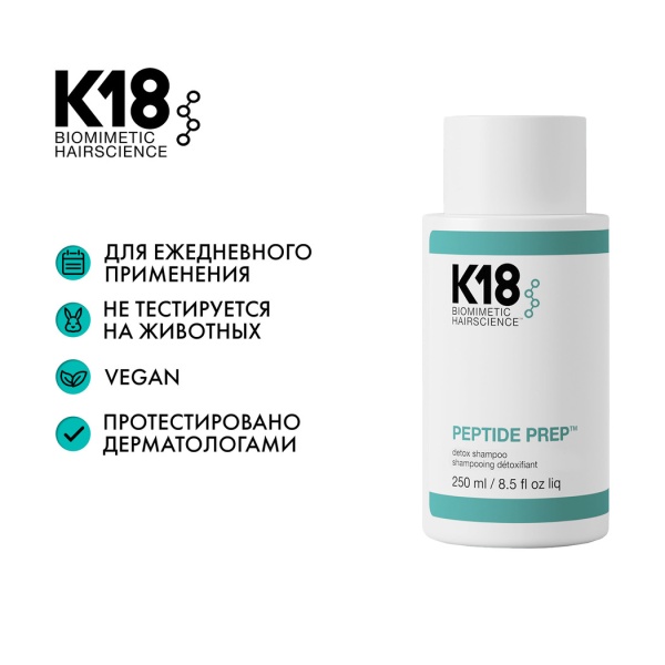 K18 Шампунь Детокс Detox Shampoo Peptide Prep™, 250 мл купить - 4