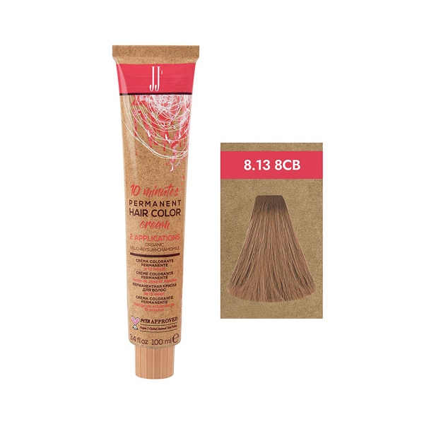 JJ Аммиачная крем краска для волос 10 Minutes Permanent Color, холодный бежевый светло-русый 8.13 8CB, 100 мл купить - 0