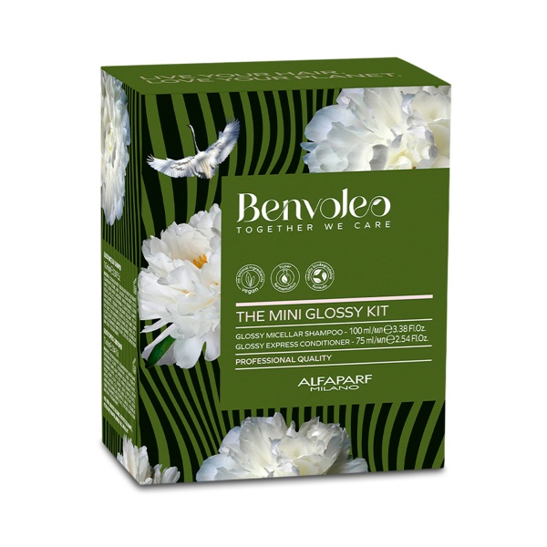 Benvoleo Набор миниатюр для блеска волос Glossy: Мицеллярный шампунь и экспресс-кондиционер, 100 мл, 75 мл купить - 0
