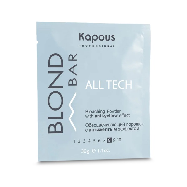 Kapous Обесцвечивающий порошок с антижелтым эффектом Blond Bar All Tech, 30 гр купить - 0