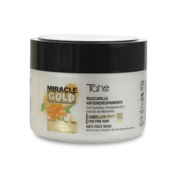 Tahe Professional Маска для дисциплинирования вьющихся тонких волос Miracle Gold Anti Frizz Mask With Keratn, 300мл купить - 0