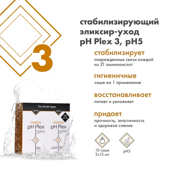 pH Plex 3 Набор стабилизирующего эликсир-ухода Professional Maintenance Kit, 2 шт х 12 мл, в упаковке 10 шт купить - 1