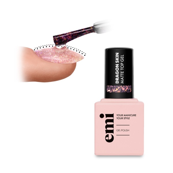 E.Mi Топ для ногтей Top Gel, Dragon Skin Matte, 9 мл купить - 0