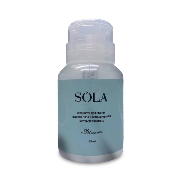 Solalove Жидкость для снятия липкого слоя и обезжиривания ногтевой пластины с помпой, Blossom, 200 мл купить - 0