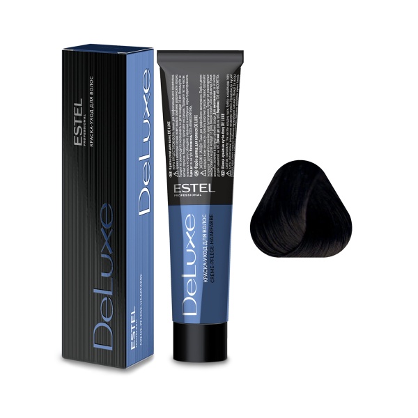 Estel Professional Краска-уход De Luxe, 1.0 черный классический, 60 мл купить - 0