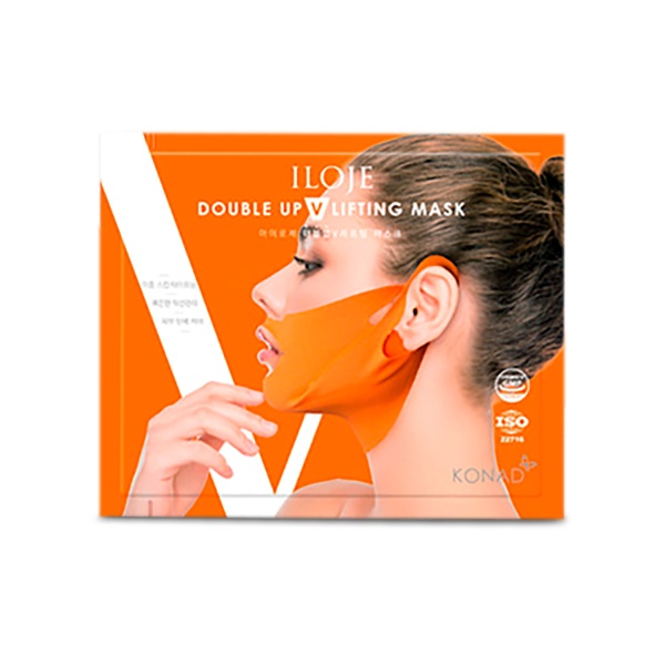 Konad Двойная тканевая маска для упругости, лифтинга и подтяжки нижней части лица V-линии подбородка, Iloje Double Up V lifting Mask, 1 шт купить - 0