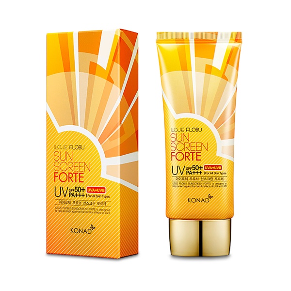 Konad Солнцезащитный крем для лица и тела Iloje Flobu Sunscreen Forte SPF50+, PA+++, с алоэ вера и экстрактом зеленого чая, 70 мл купить - 0